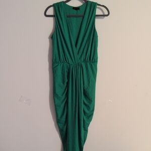 Miss Avenue Green Asymmetrical Pleated Maxi Dress